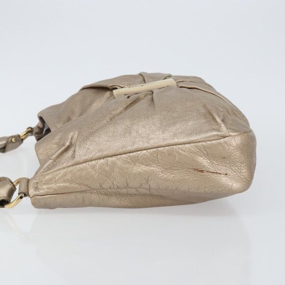 Authentic Salvatore Ferragamo Vala Shoulder Bag Leather Beige Gold - Picture 11 of 16